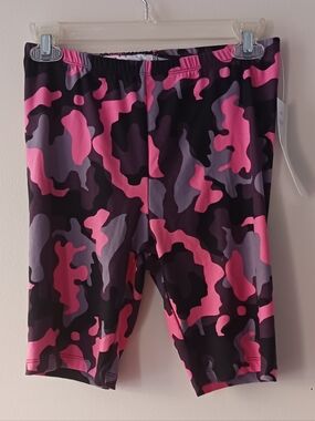 Just Be Womens Pink & Black Camo Bike Shorts Small A-37